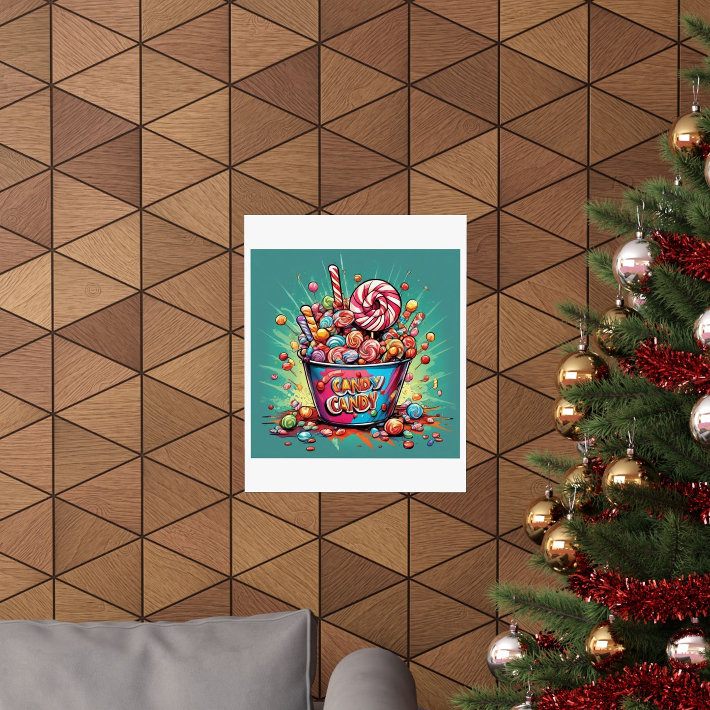 Holiday Candy Bucket Sweets Gift Art Poster