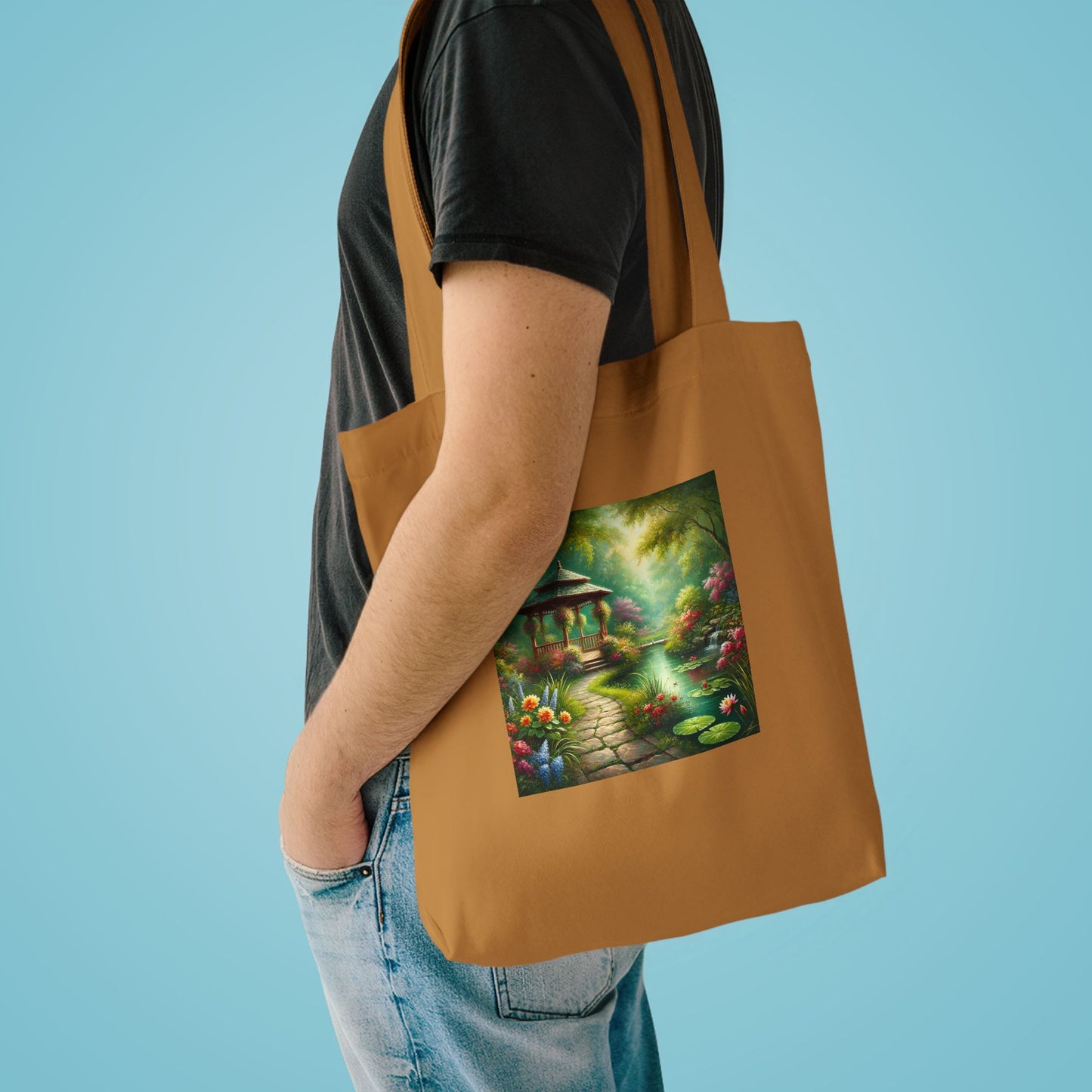 Spring Garden Gazebo Floral Landscape Tote Bag