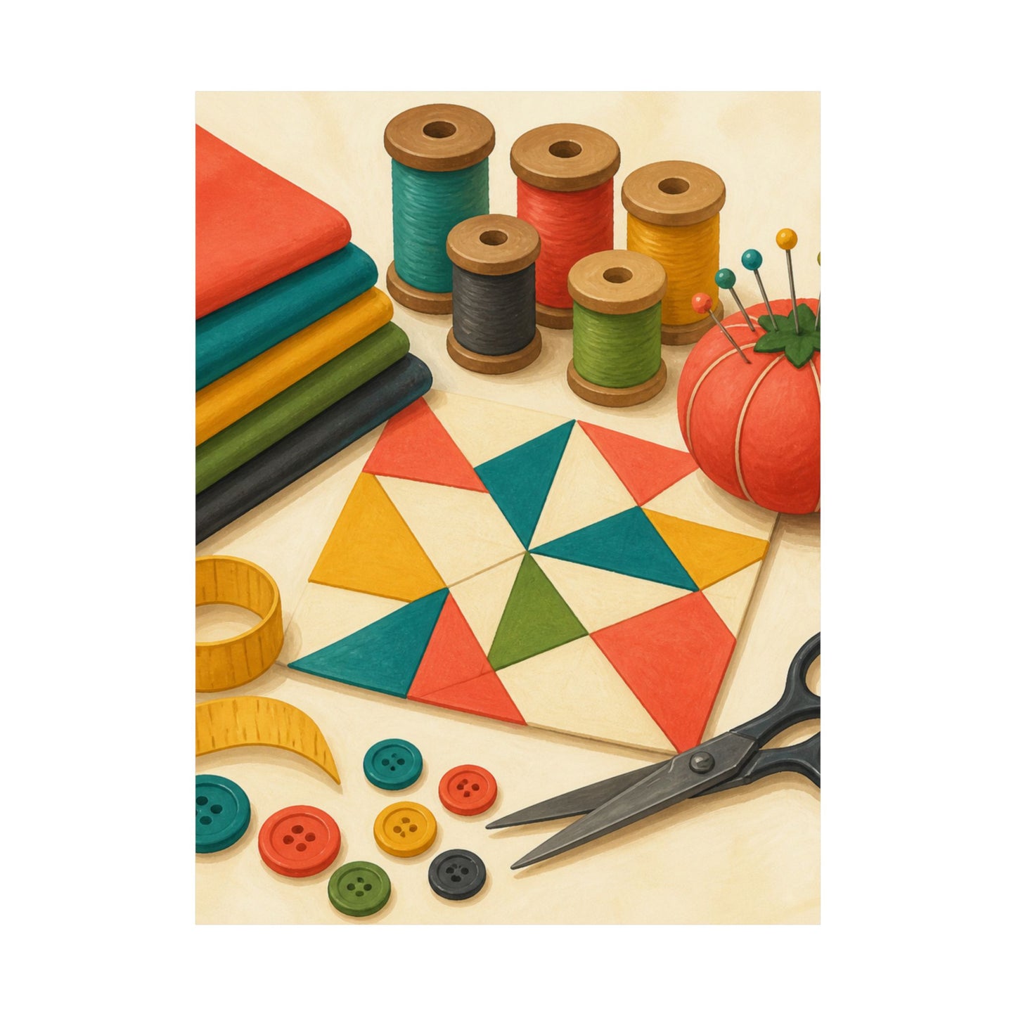 Colorful Sewing and Quilting Hobby Poster