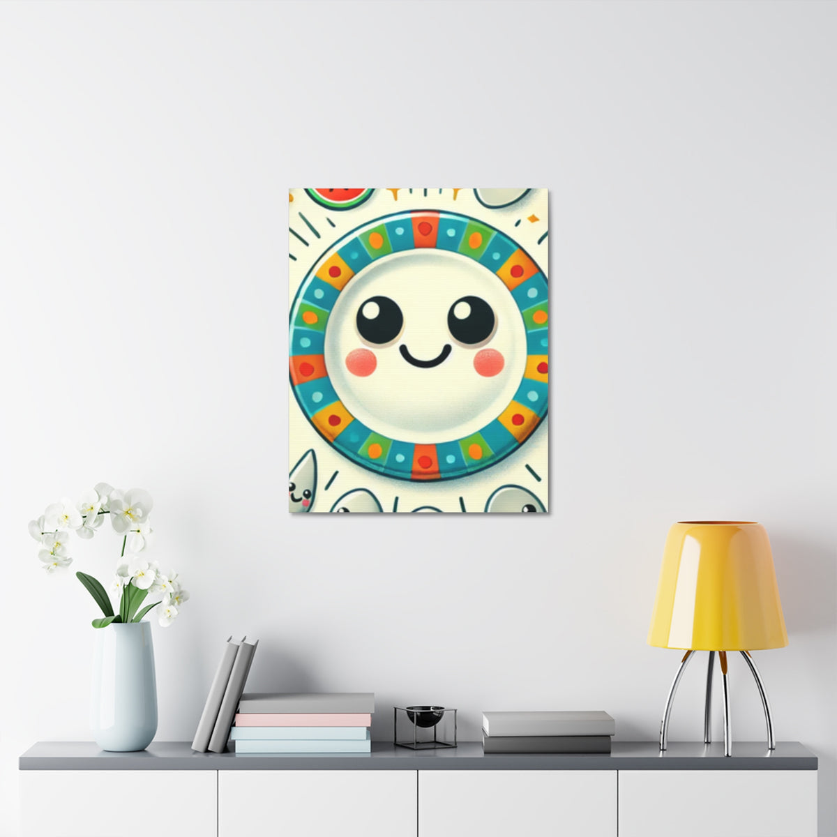 Happy Little Kitchen Club Kawaii Food Canvas Kitchen Wall Art Decor Gift