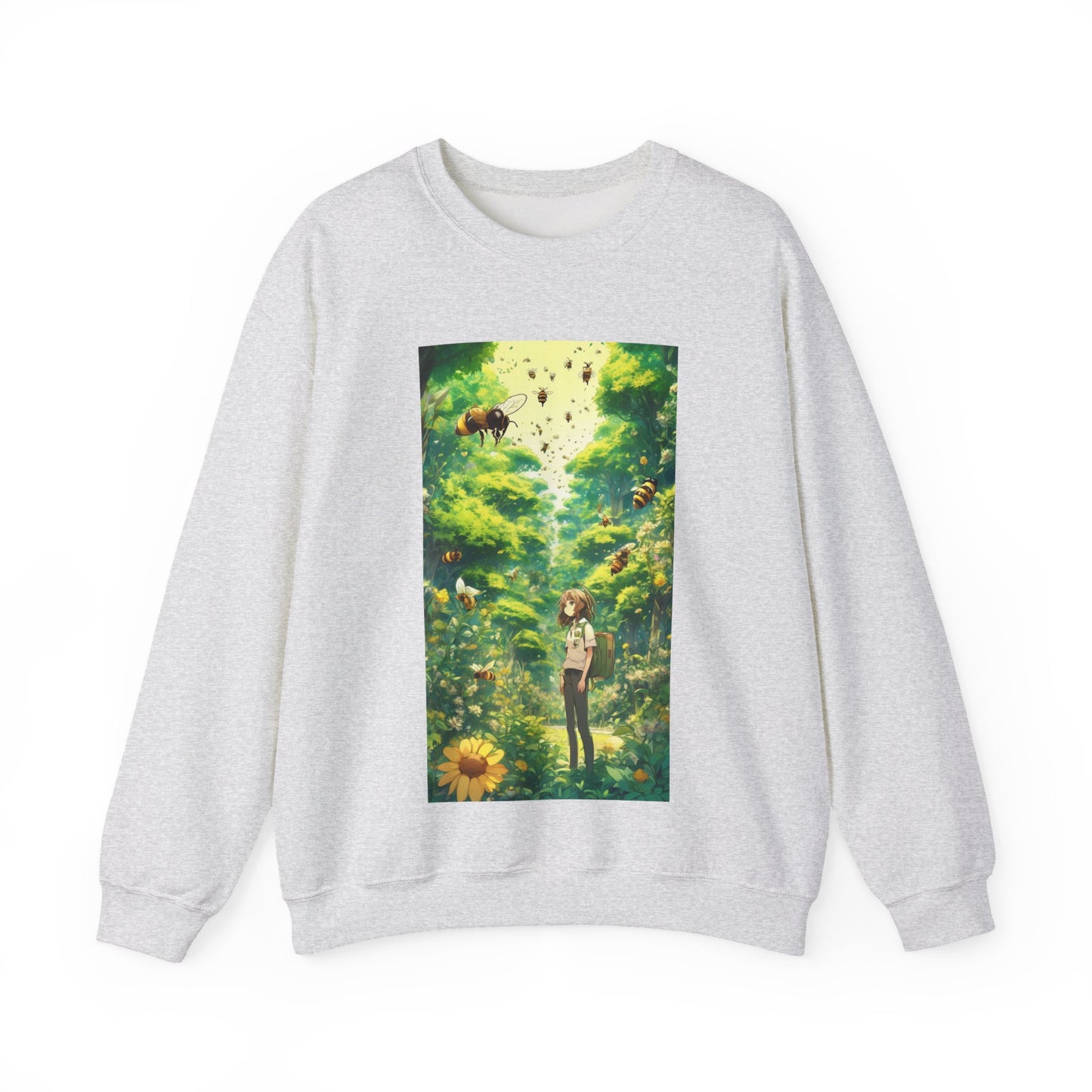 Bee Garden Explorer Anime Nature Art Sweatshirt