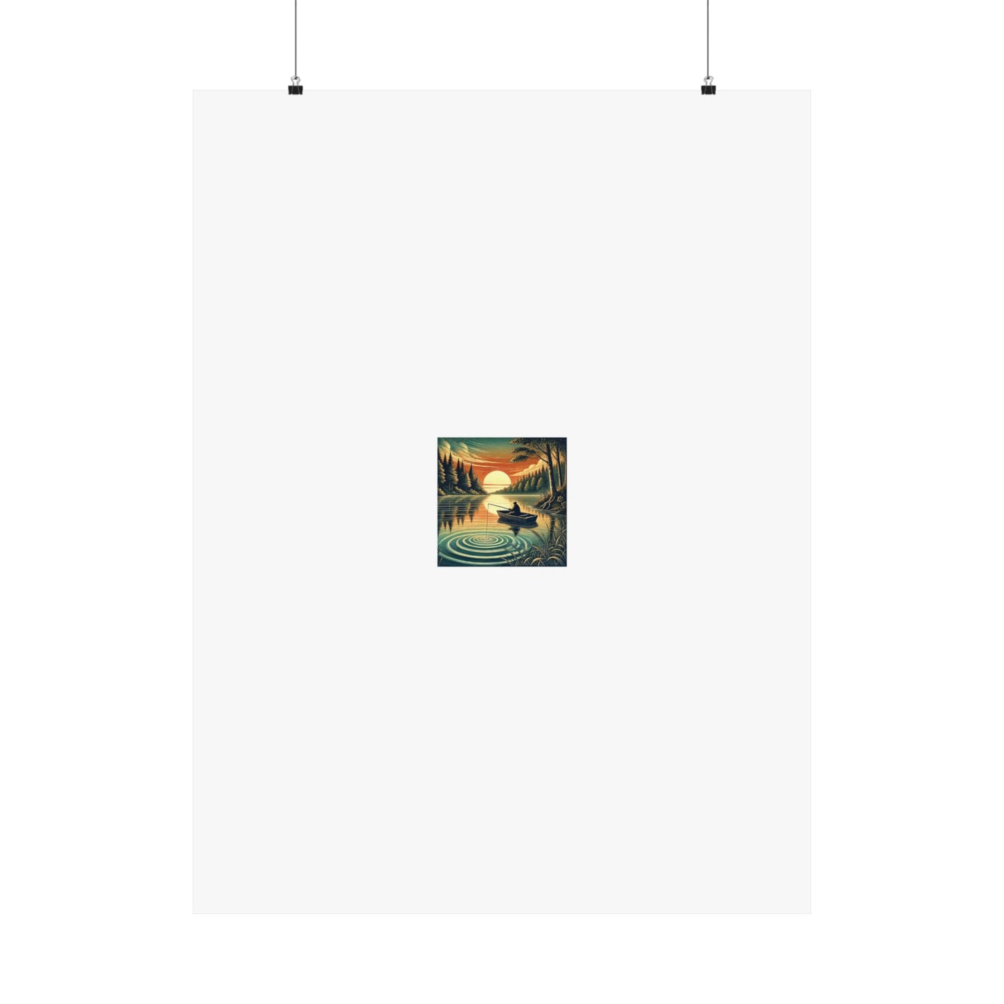Sunset Lake Fishing Retreat Poster Lake House Fishing Wall Art Gift
