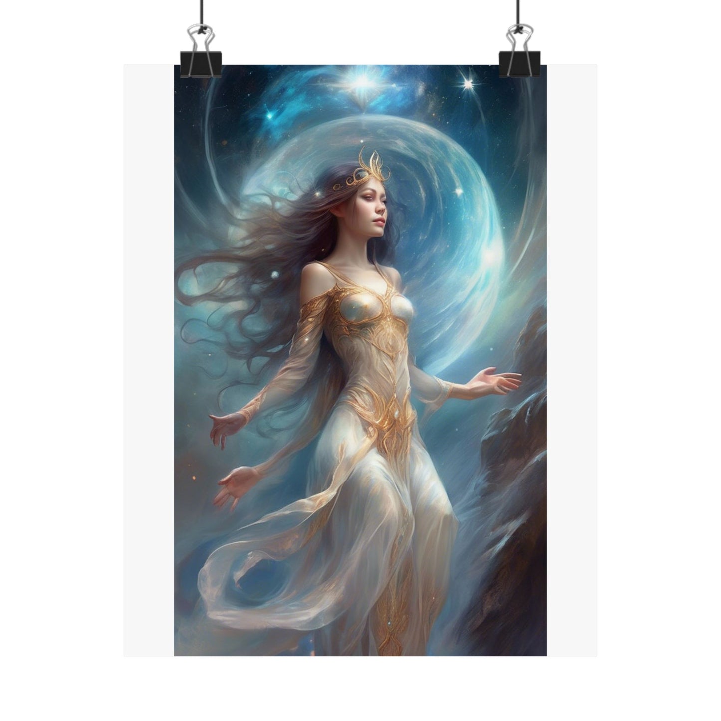 Lunar Celestial Queen Fantasy Portrait Poster