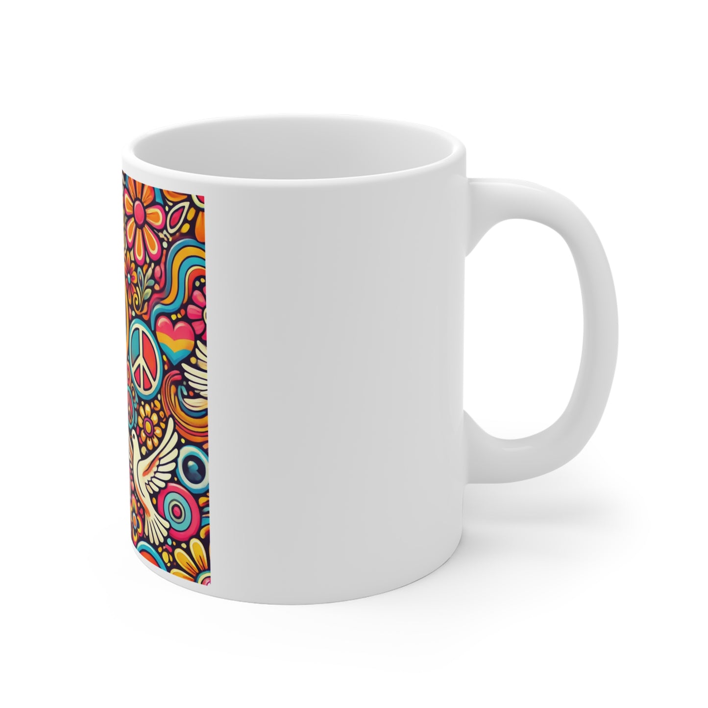 Colorful Peace Floral Pattern Coffee Mug