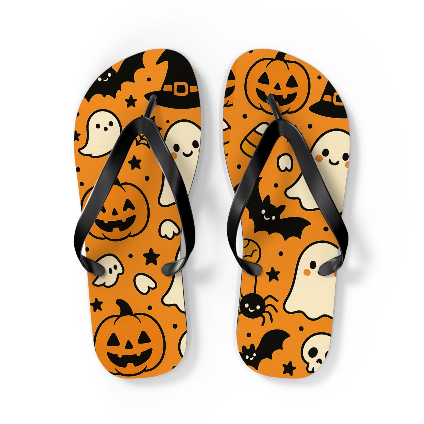 Halloween Themed Flip Flops, Fun Summer Vacation Sandals, Spooky Beachwear, Perfect for Costume Party, Trick or Treat