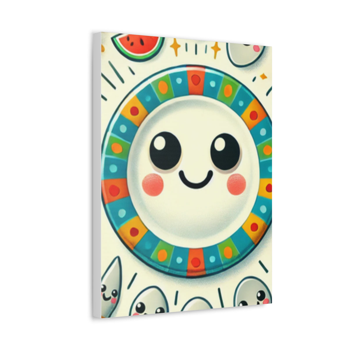 Happy Little Kitchen Club Kawaii Food Canvas Kitchen Wall Art Decor Gift