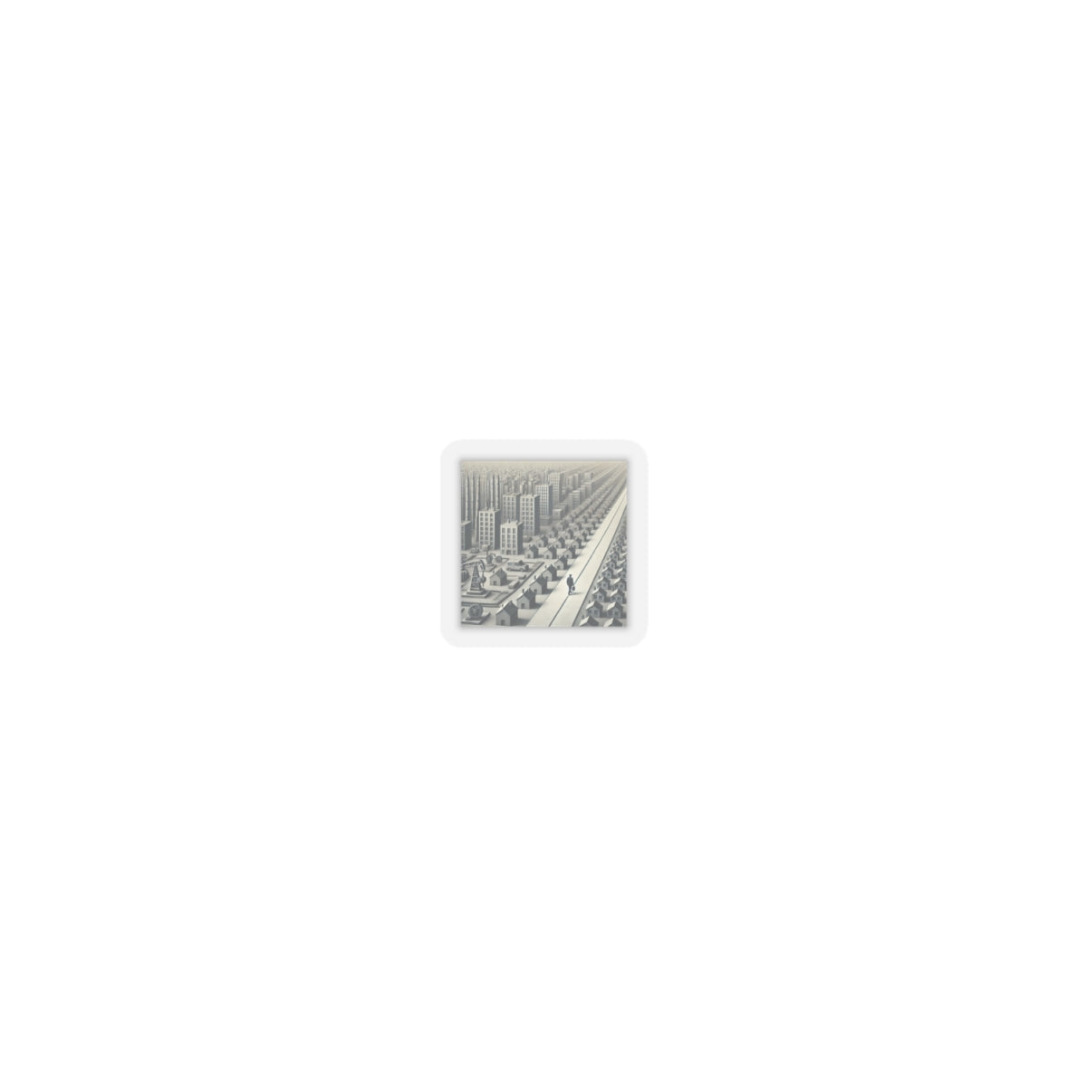 Monochrome Urban Factory Cityscape Sticker for Laptop Gear Gift