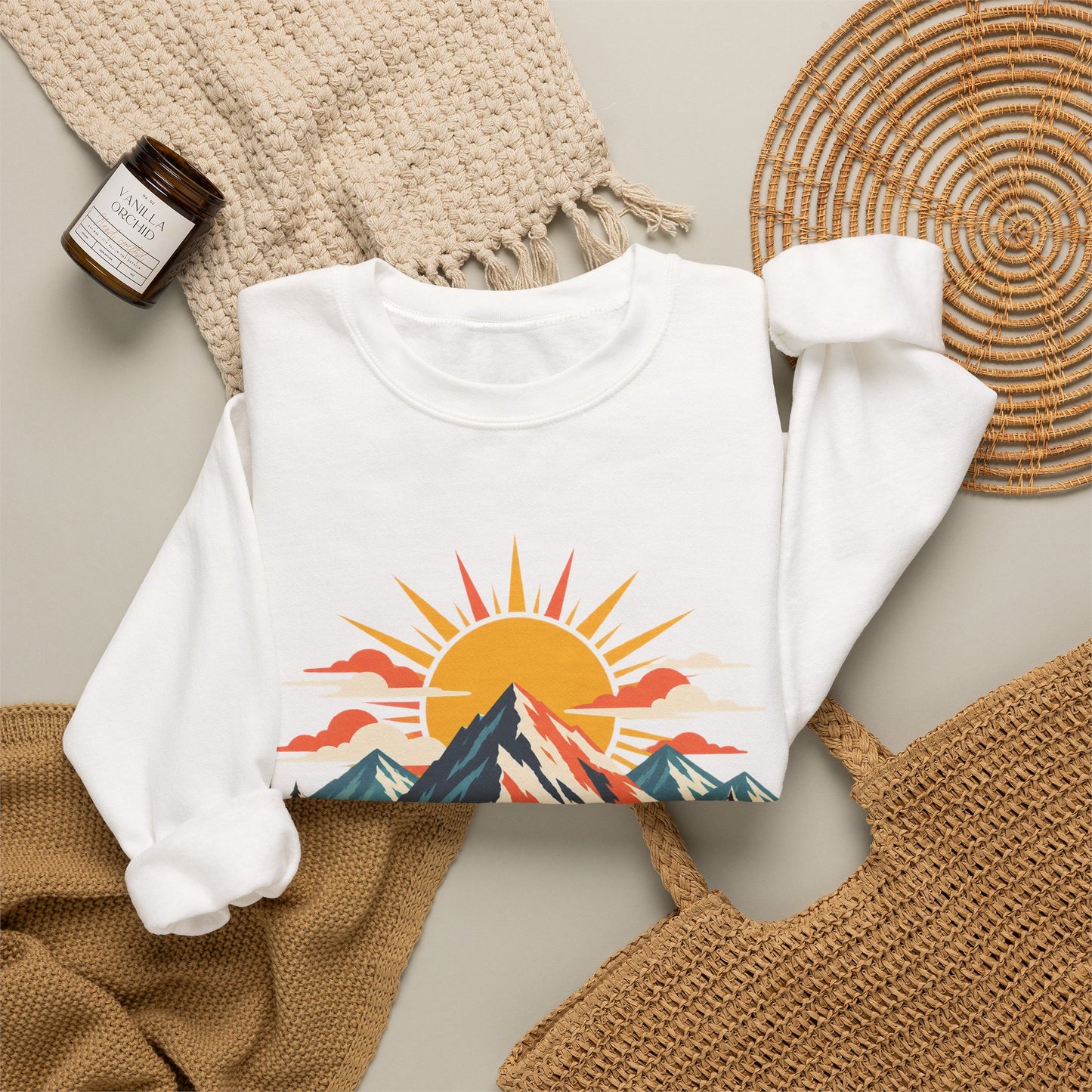 Alpine Sunrise River Mountain Adventure Sweatshirt