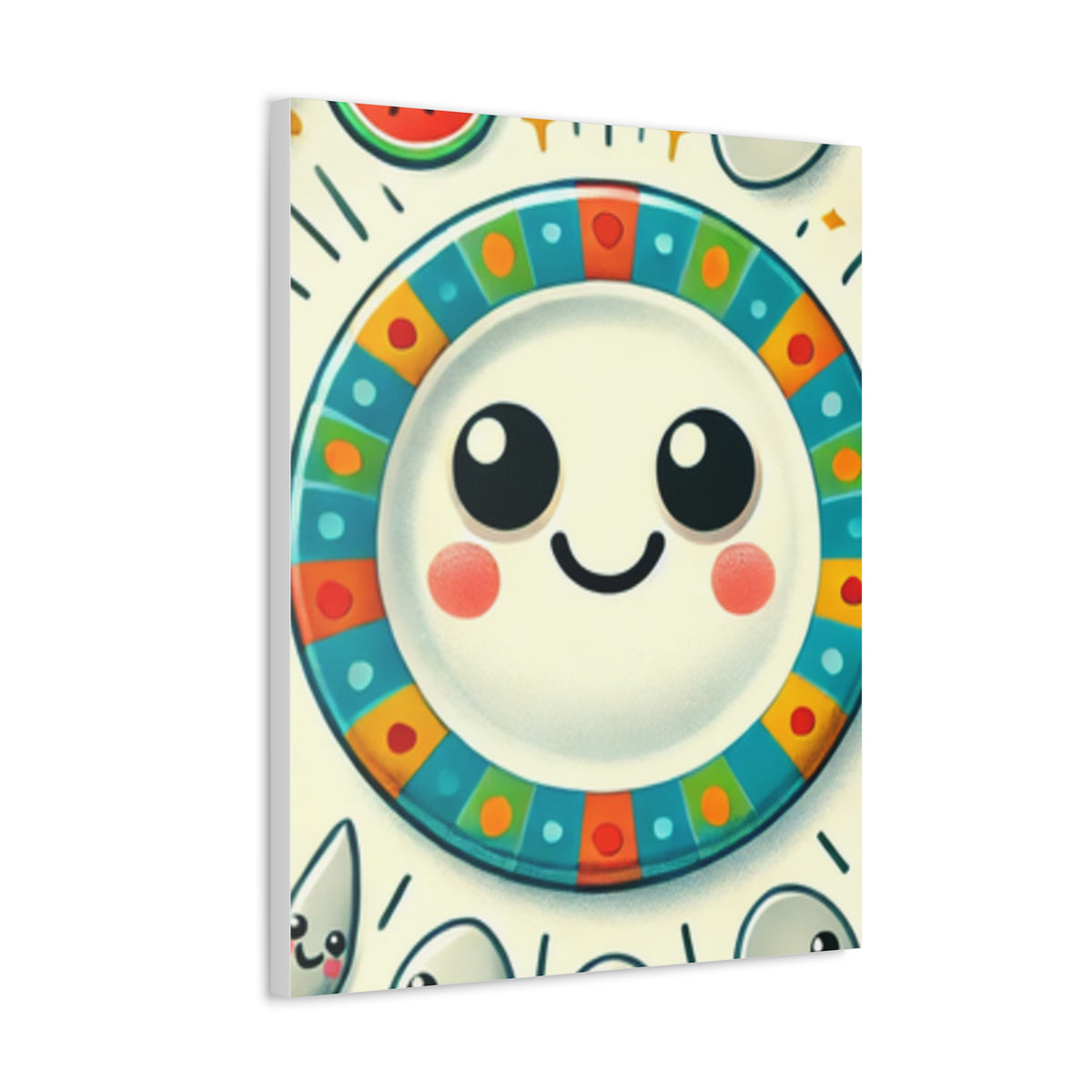 Happy Little Kitchen Club Kawaii Food Canvas Kitchen Wall Art Decor Gift