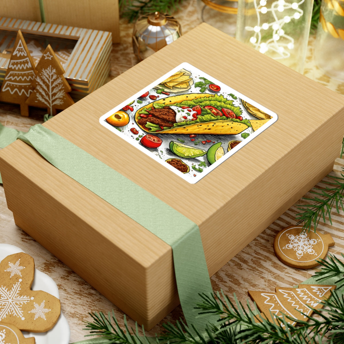 Bold Taco Illustration Foodie Gift Art Sticker