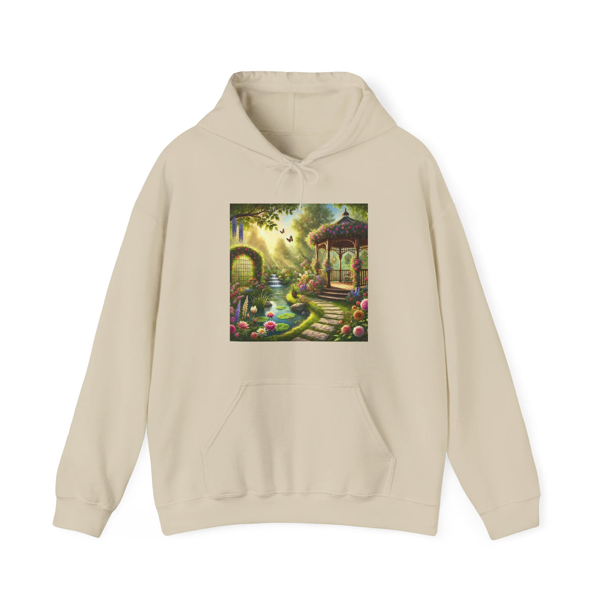 Sunlit Rose Gazebo Cottage Garden Hoodie