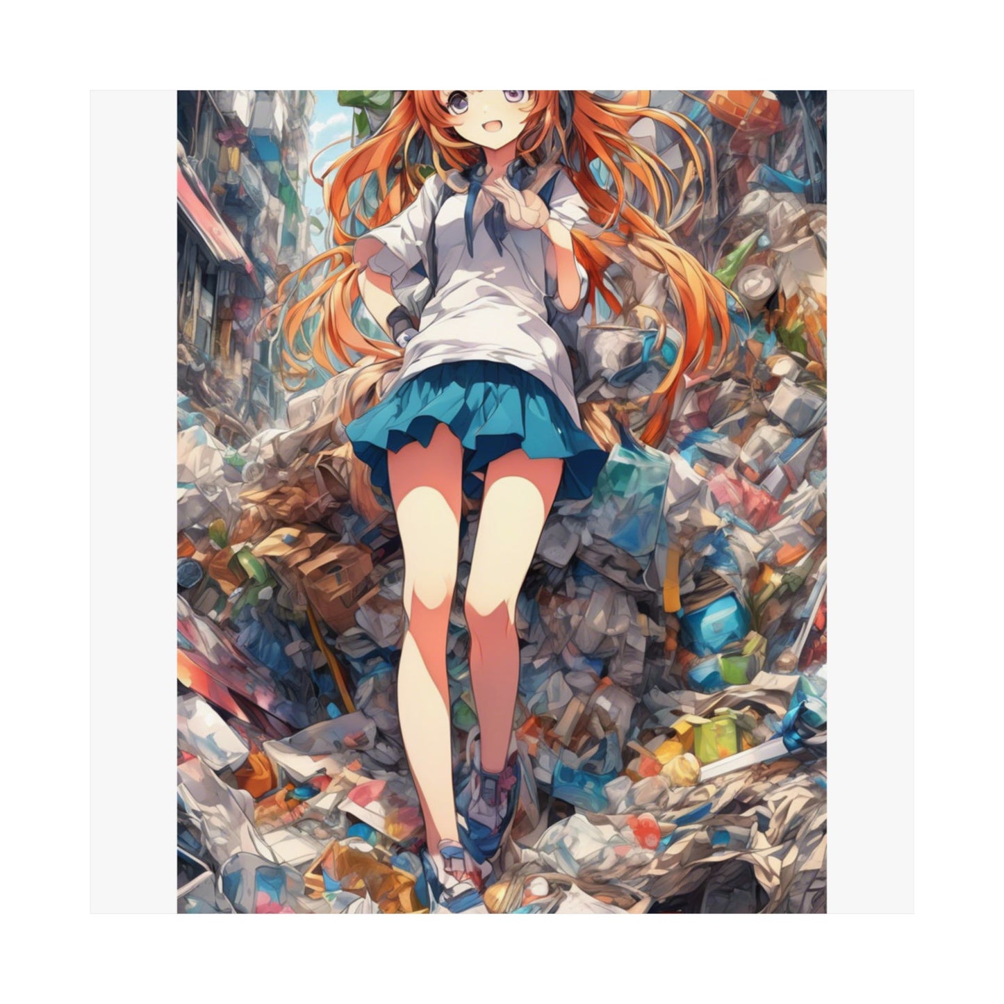 Recycling Rescue Anime Heroine Eco Street Art Poster