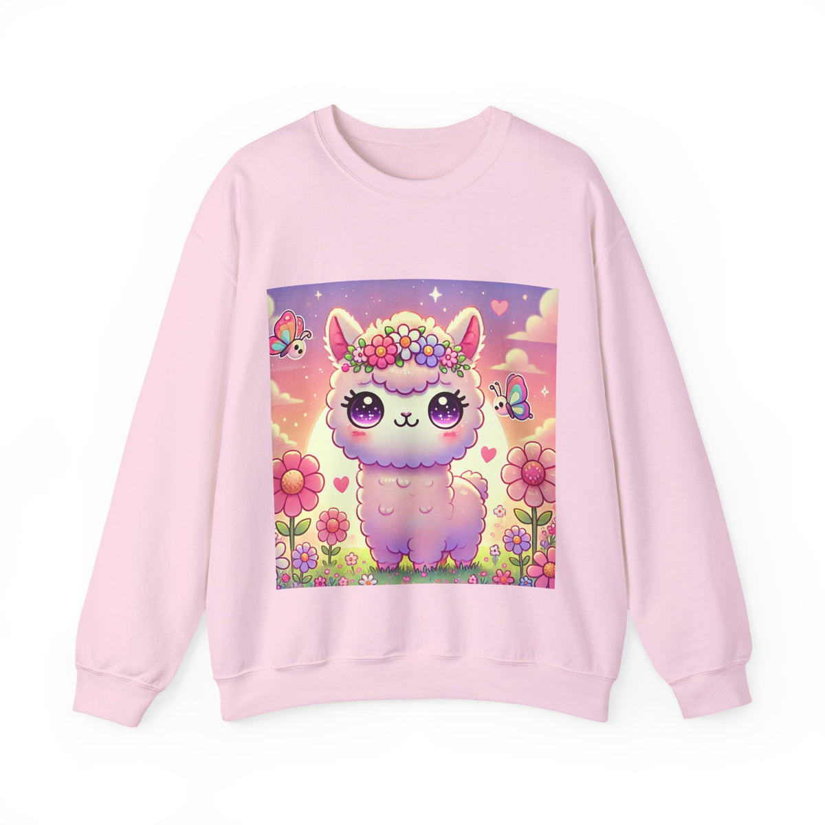 Pastel Floral Alpaca Garden Kawaii Sweatshirt