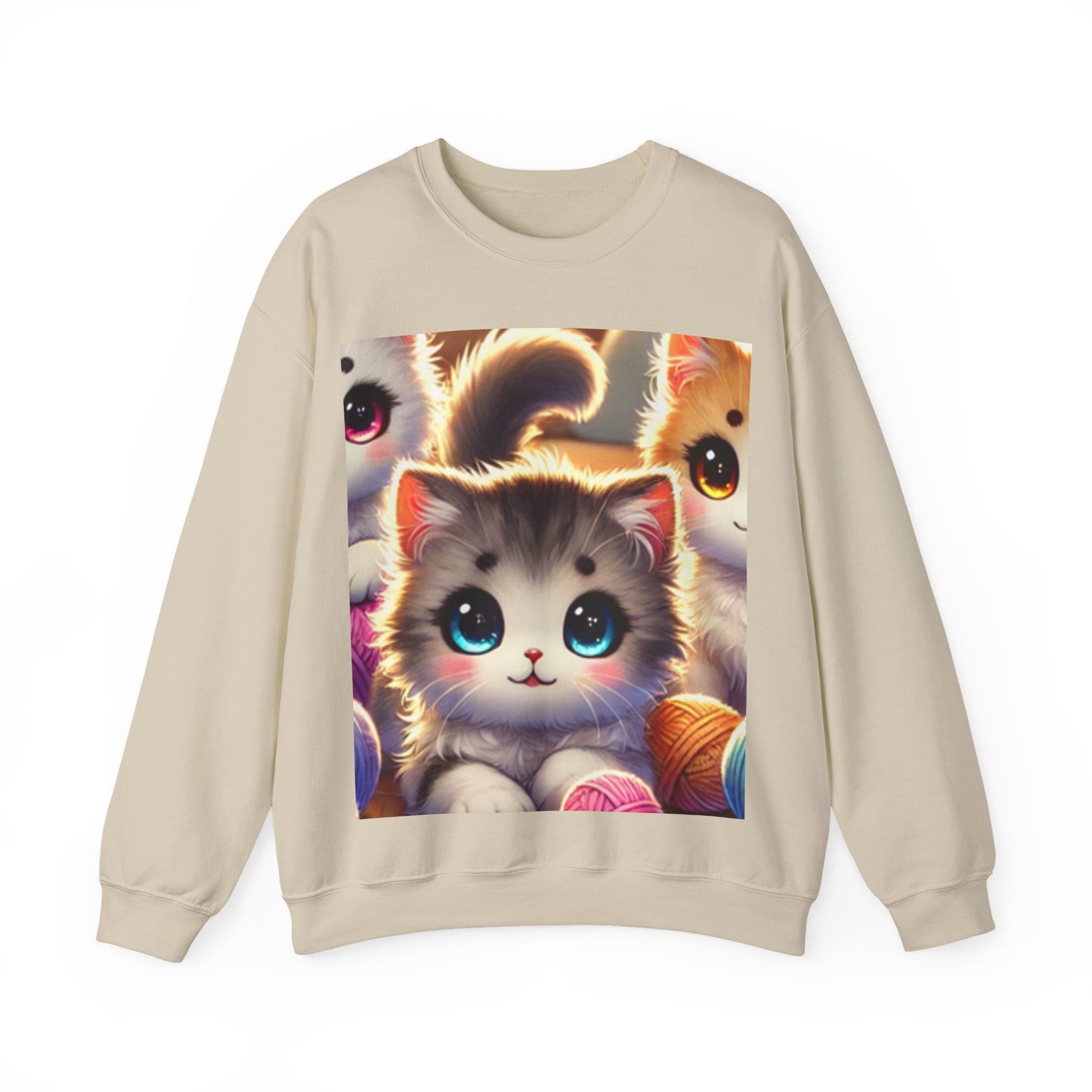 Cozy Yarn Kittens Cute Cat Lover Knitting Crew Sweatshirt Gift