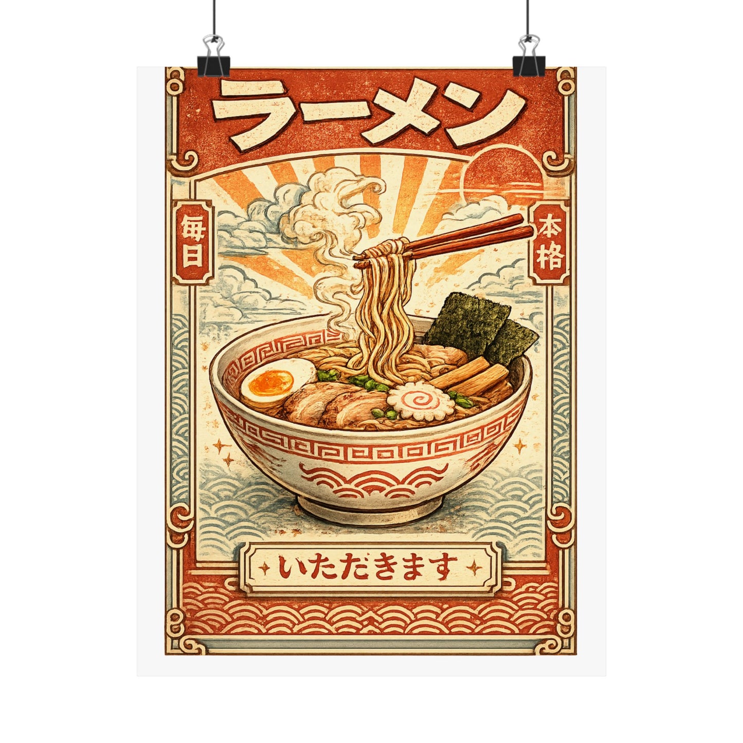 Vintage Ramen Bowl Japanese Food Art Poster