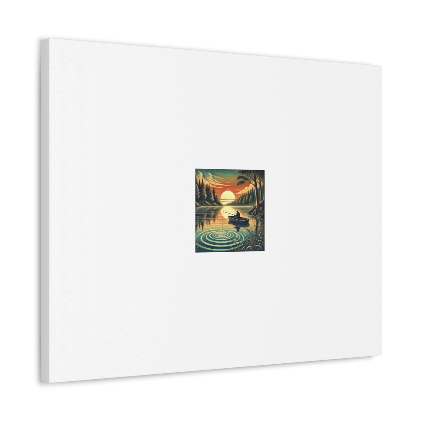Sunset Lake Fishing Retreat Canvas Lake House Fishing Wall Art Gift