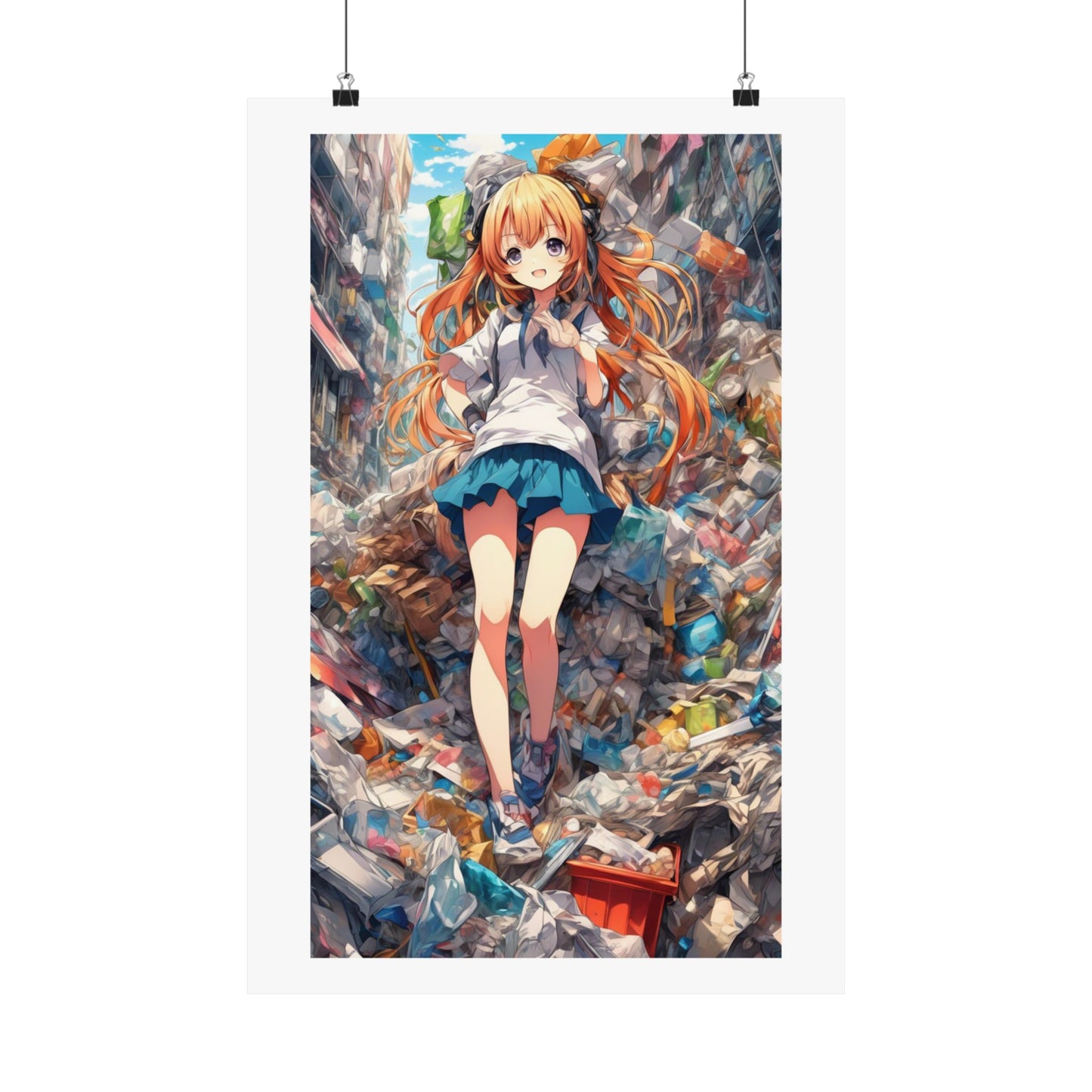 Recycling Rescue Anime Heroine Eco Street Art Poster