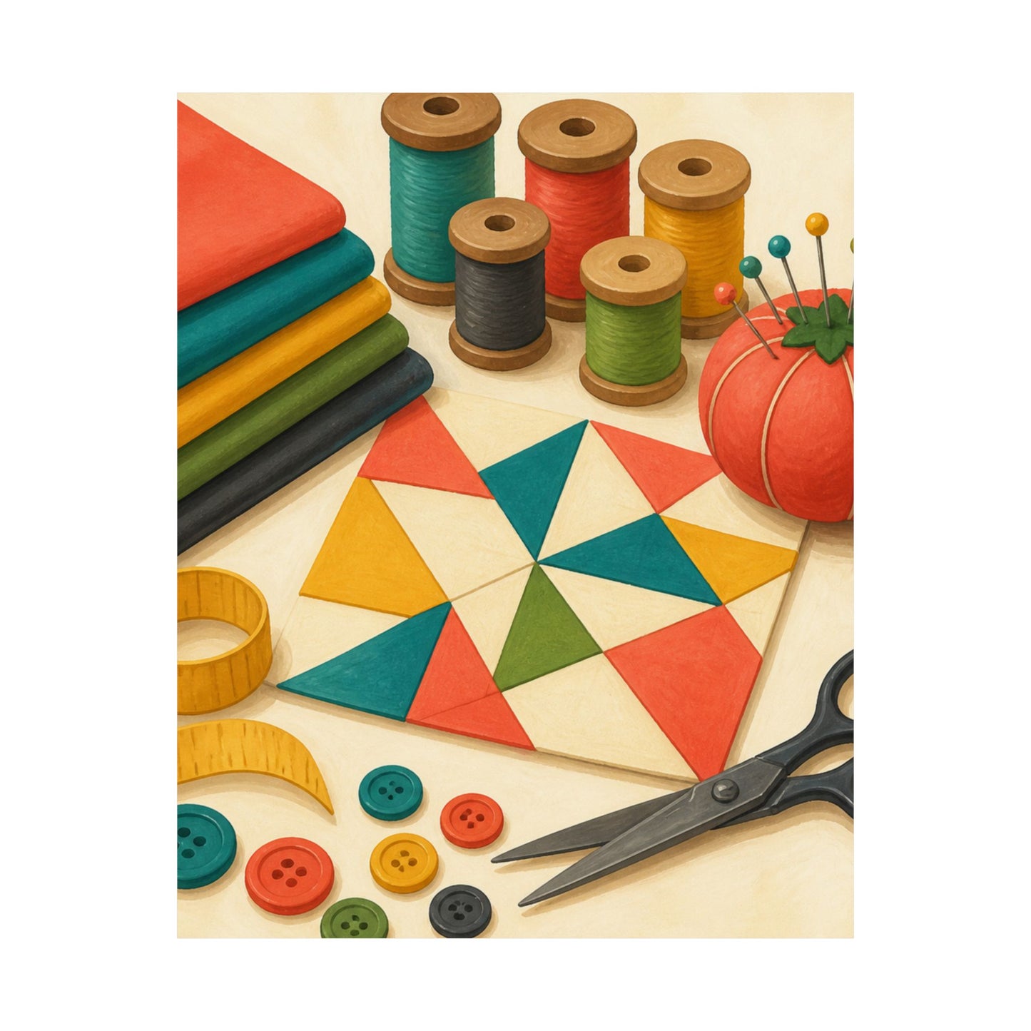 Colorful Sewing and Quilting Hobby Poster
