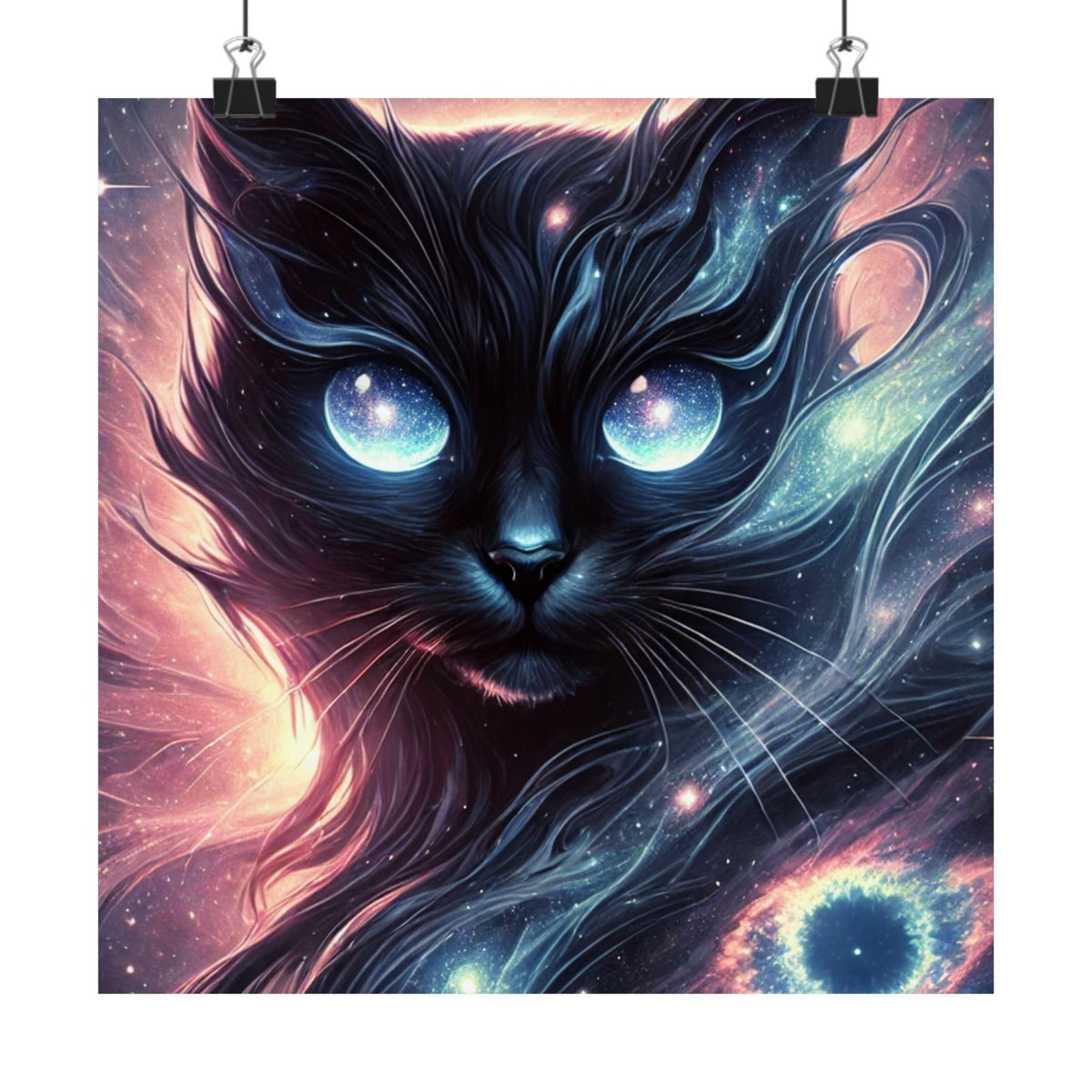 Cosmic Black Cat Galaxy Celestial Wall Art Poster