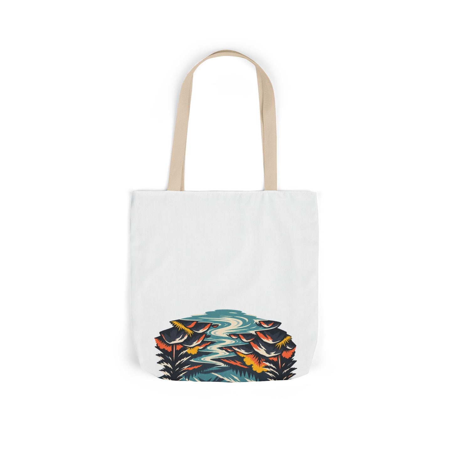 Alpine Sunrise River Mountain Adventure Tote Bag