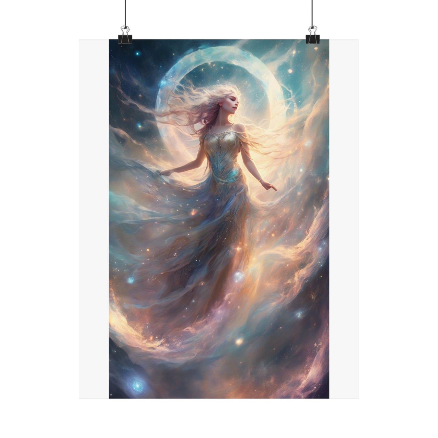 Moonlit Celestial Dancer Fantasy Portrait Poster