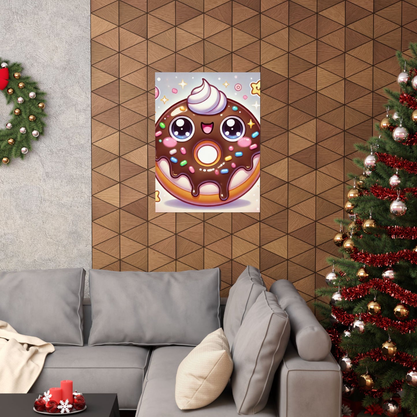 Kawaii Chocolate Donut Cute Dessert Art Poster