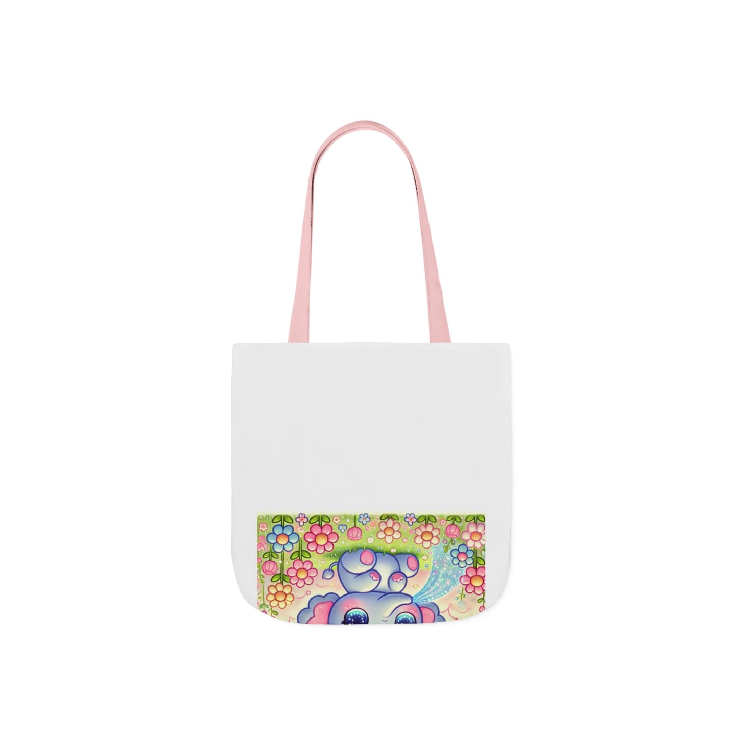 Pastel Rainbow Baby Elephant Floral Canvas Tote Bag