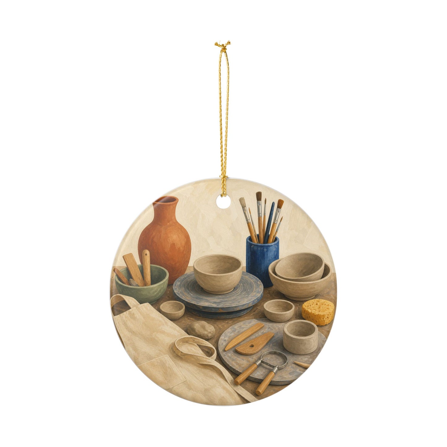 Colorful Pottery Studio Hobby Art Ceramic Ornament, Holiday Keepsake and Gift