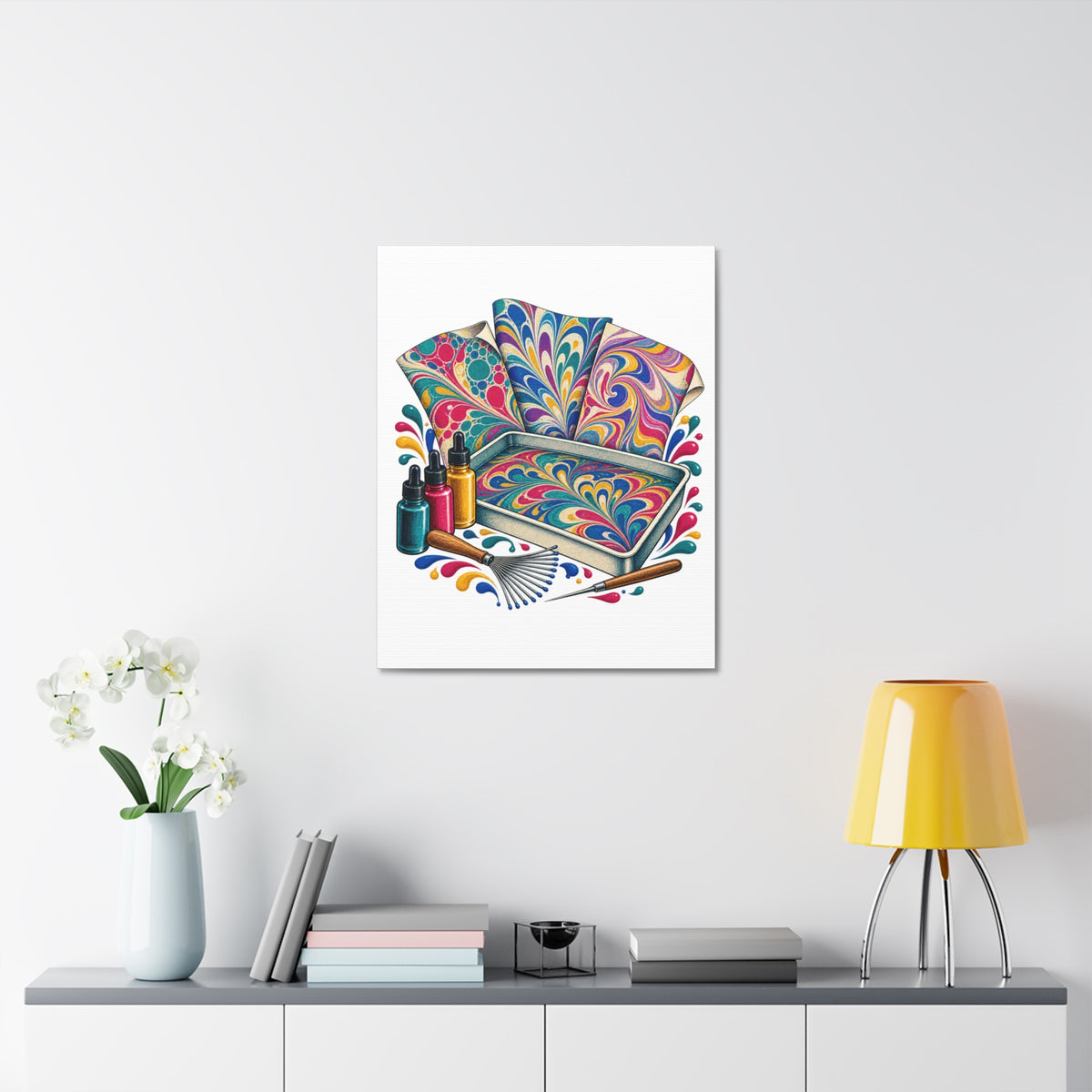 Colorful Paper Marbling Workshop Canvas