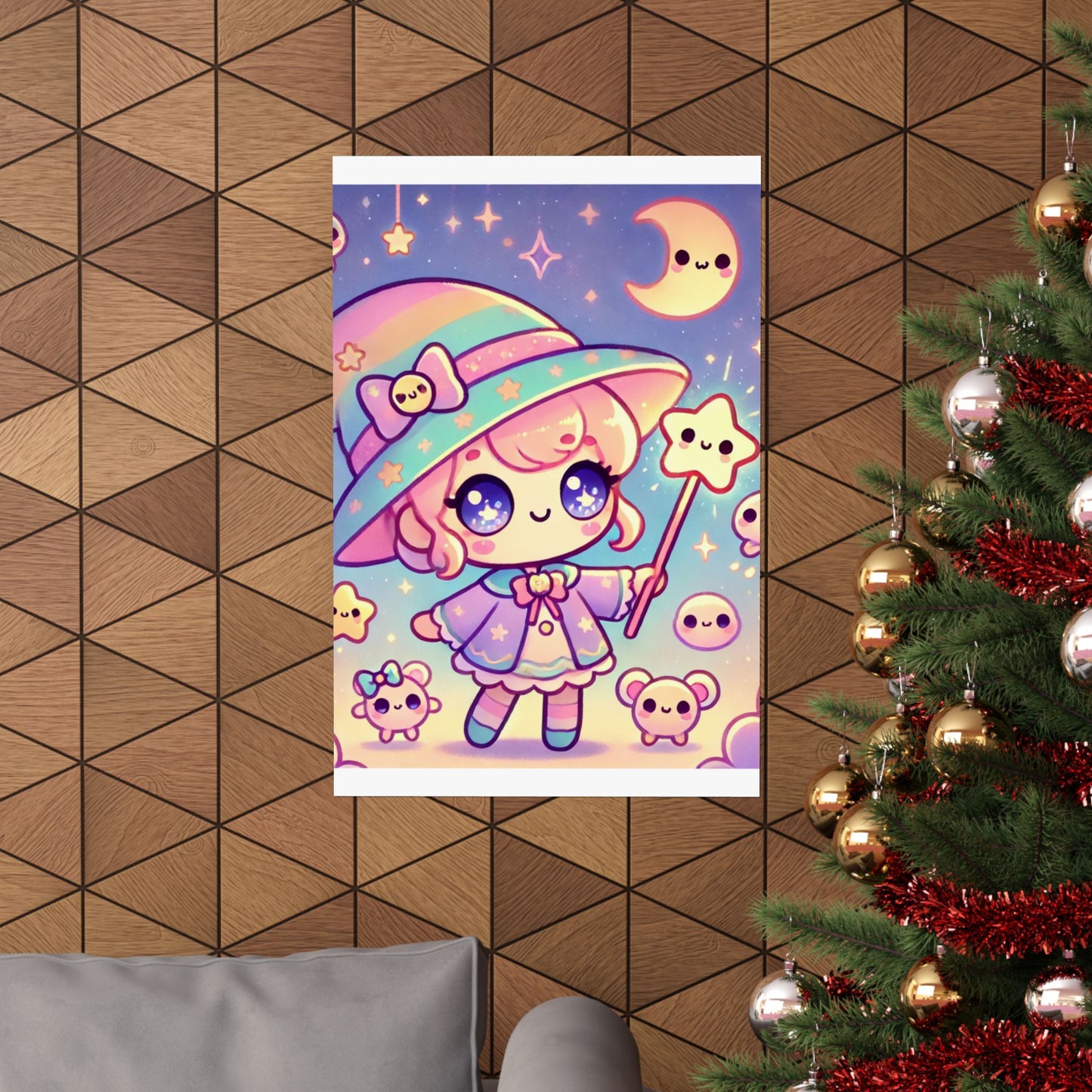 Kawaii Moon Wand Pastel Fantasy Wall Art Poster