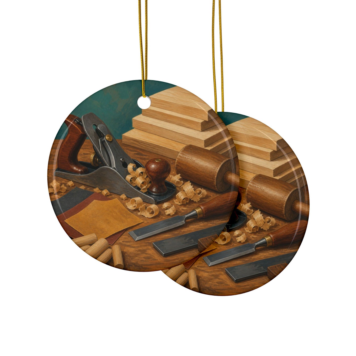 Classic Woodworking Tools Hobby Art Ceramic Ornament, Holiday Keepsake and Gift