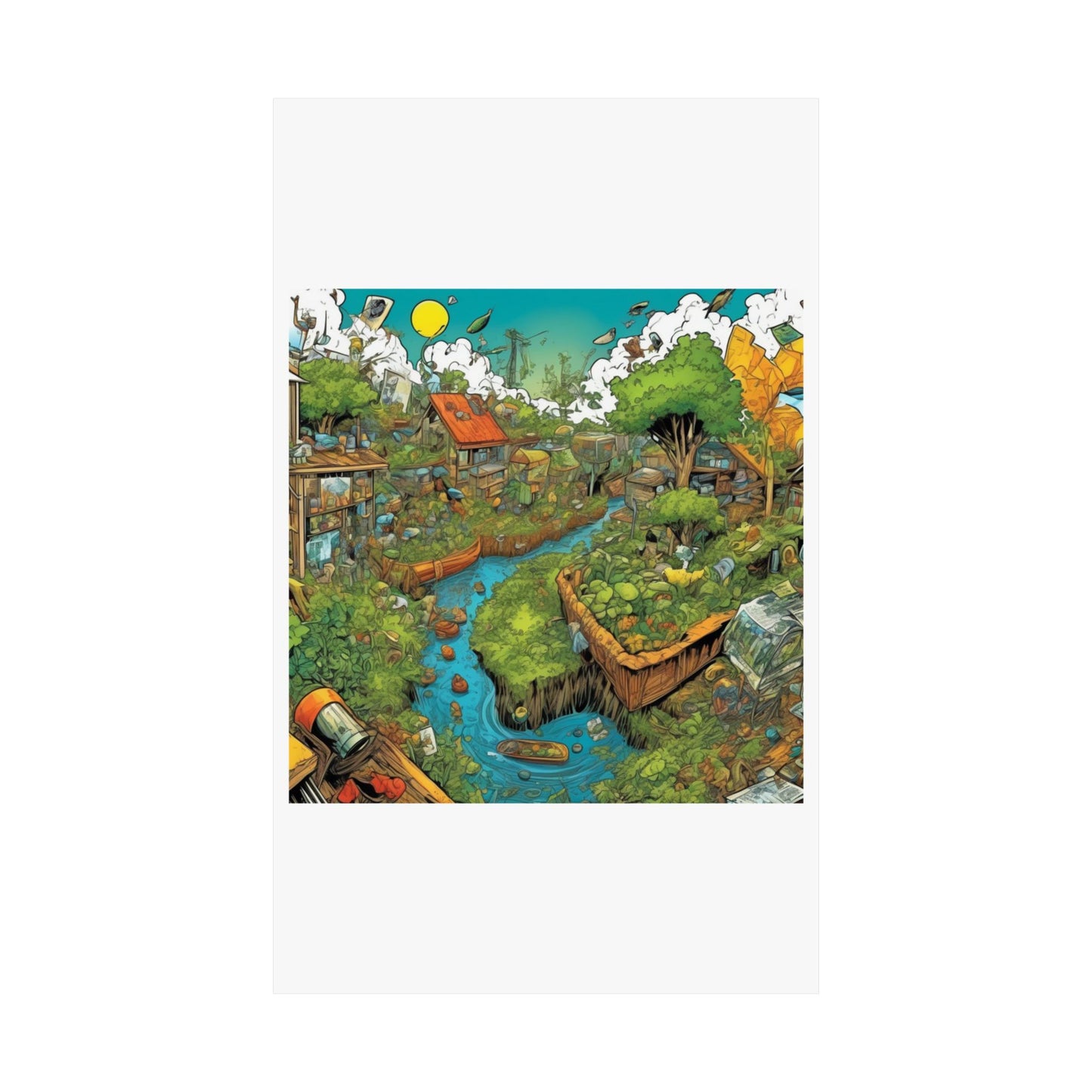 Whimsical Garden Stream Nature Gift Art Poster