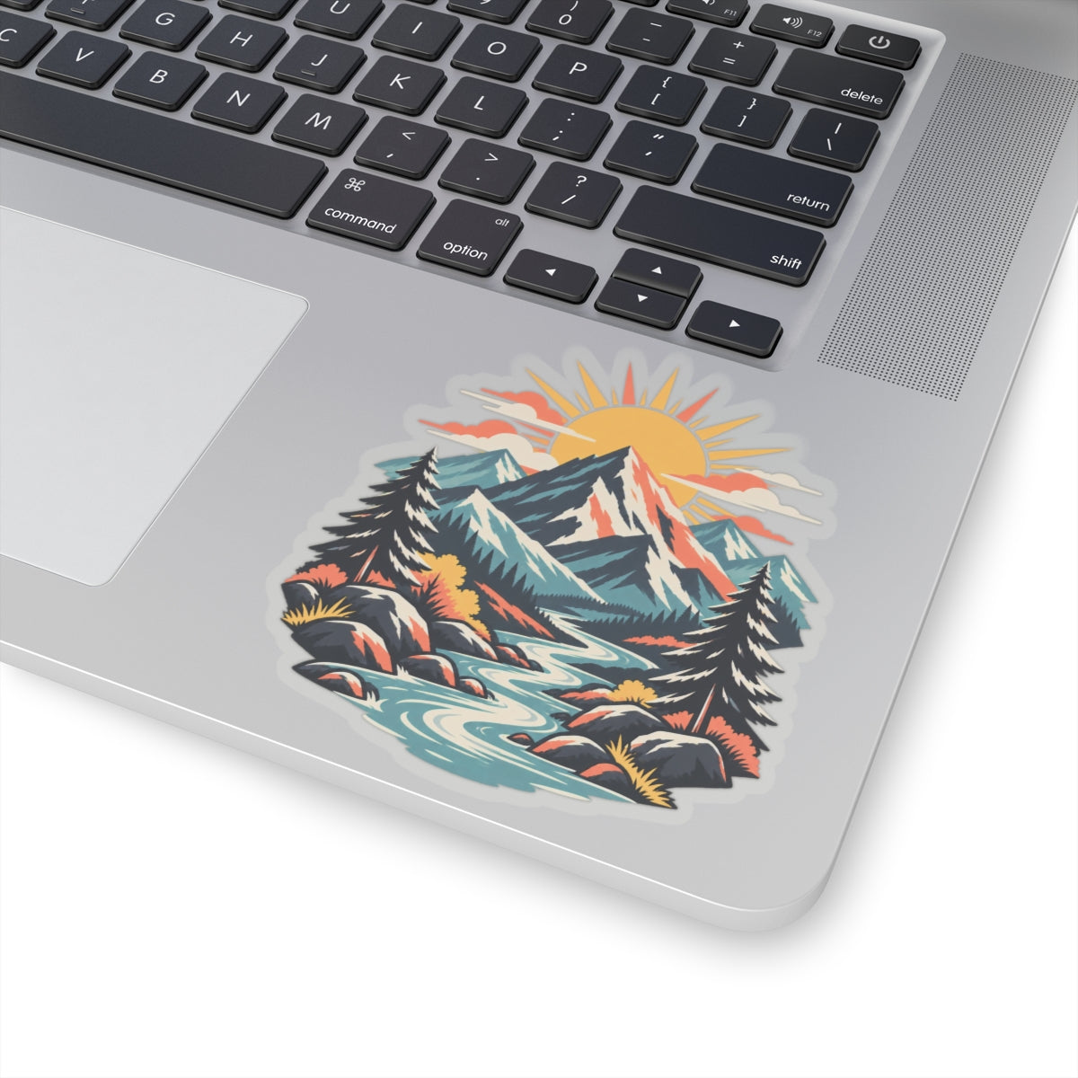 Alpine Sunrise River Mountain Adventure Art Sticker