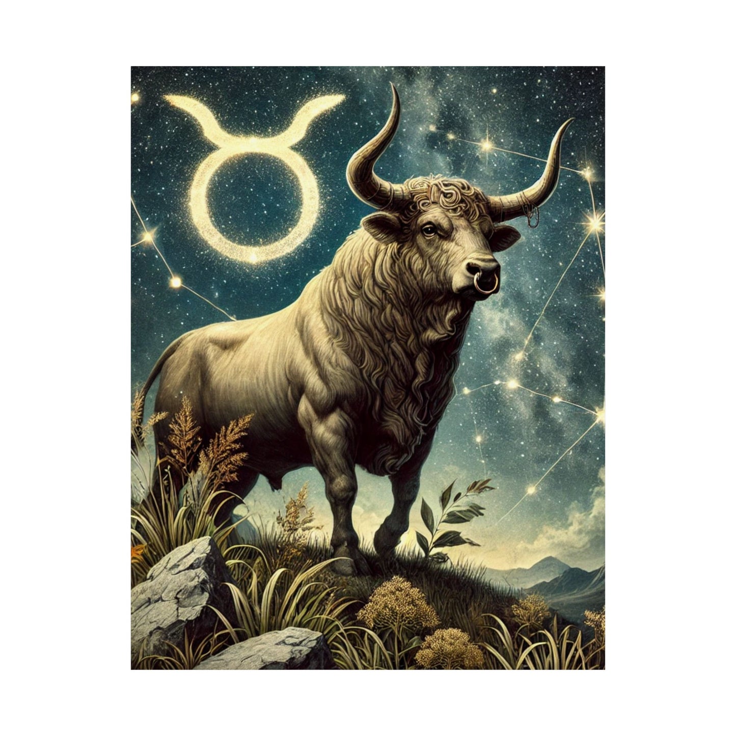 Taurus Bull Constellation Celestial Wall Art Poster
