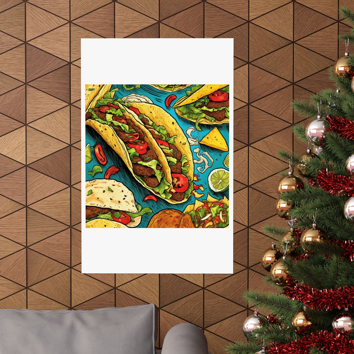 Taco Party Pattern Foodie Gift Art Poster