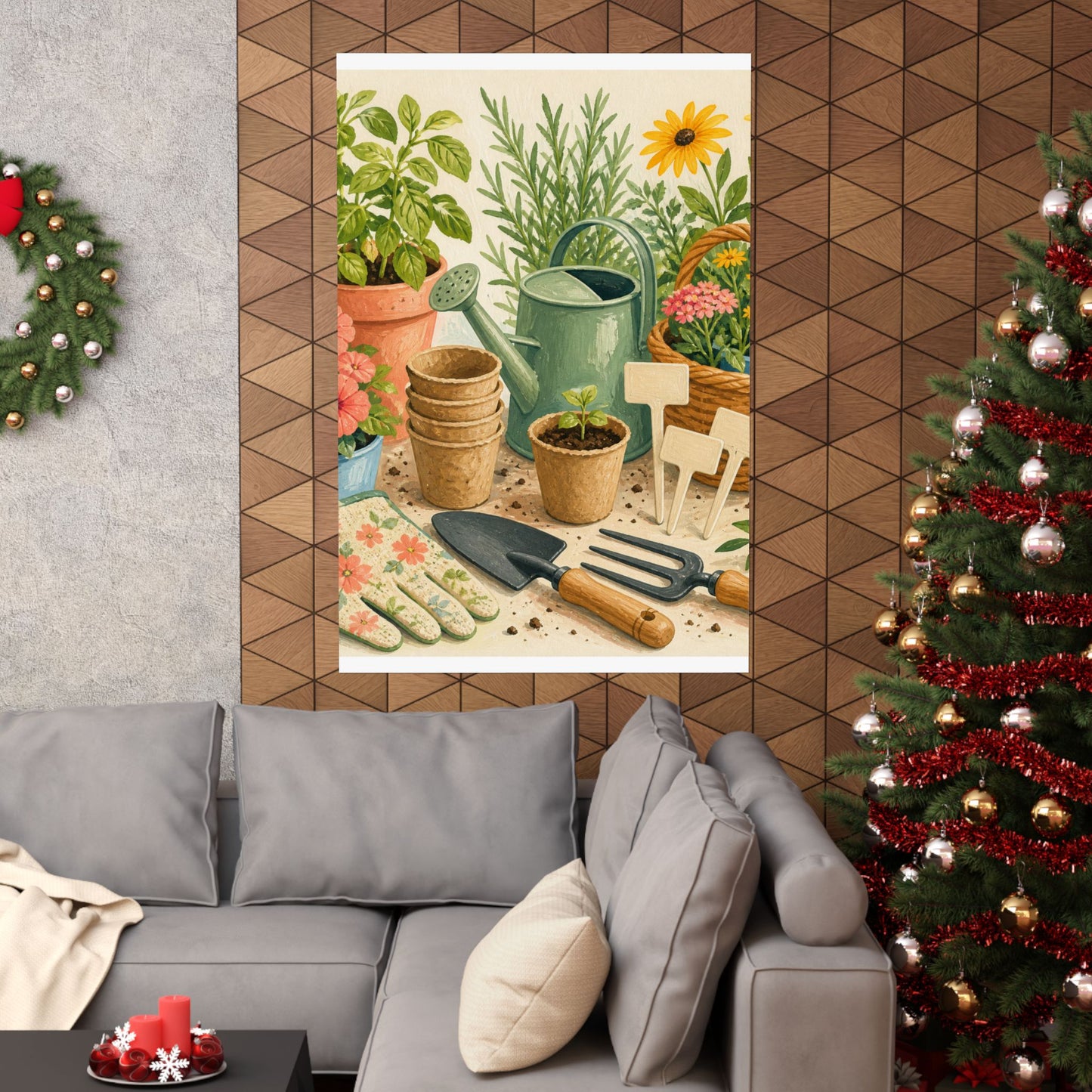 Colorful Gardening Tools and Flowers Hobby Poster