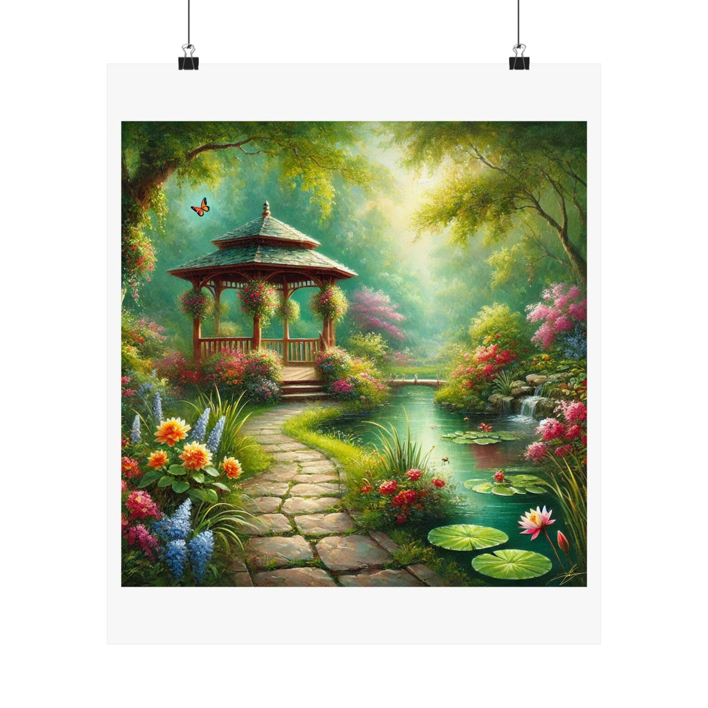 Spring Garden Gazebo Floral Landscape Poster