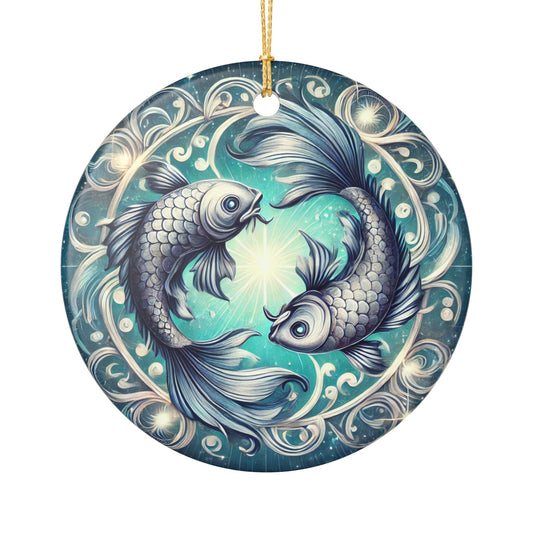 Pisces Zodiac Sign Christmas Ornament - Festive Astrology Decor with Pisces Symbol & Constellation - Perfect Holiday Gift!