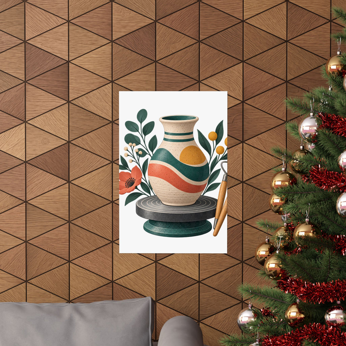 Midcentury Pottery Botanical Art Poster