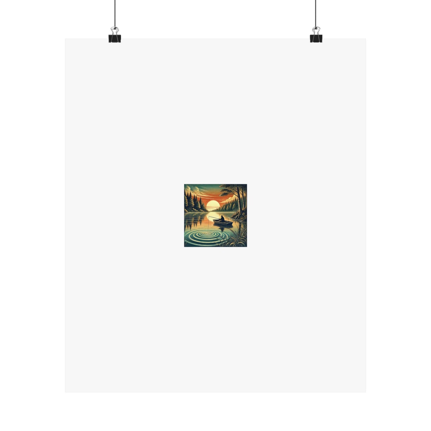 Sunset Lake Fishing Retreat Poster Lake House Fishing Wall Art Gift