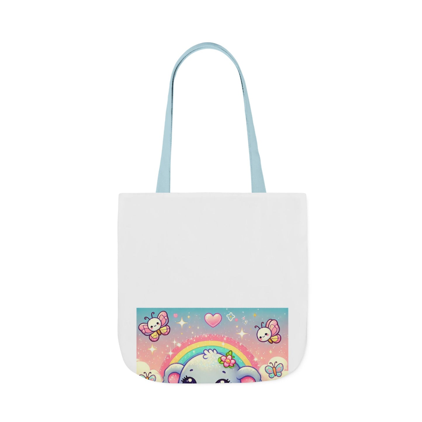 Pastel Rainbow Baby Elephant Floral Canvas Tote Bag