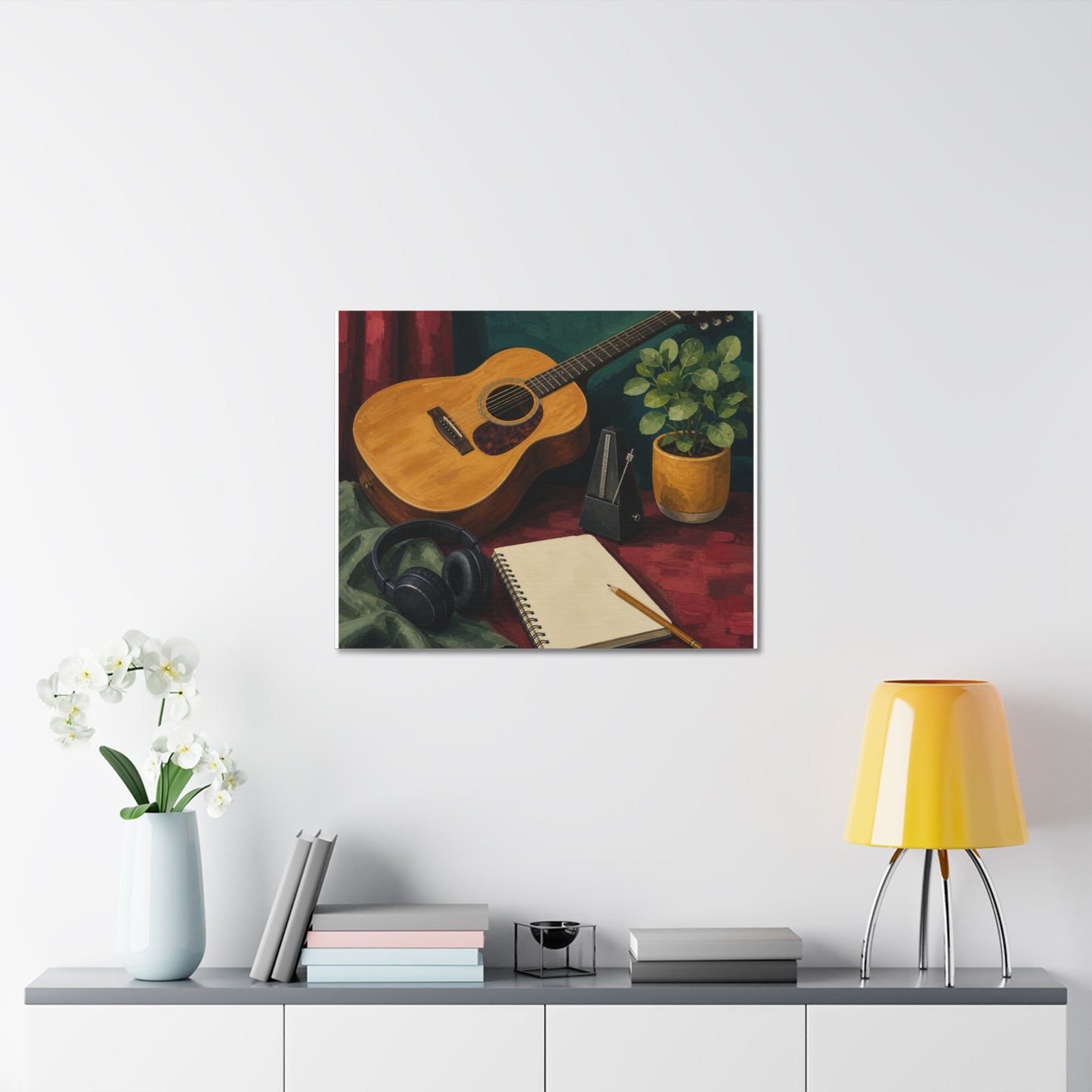 Cozy Acoustic Music Practice Art Canvas Art