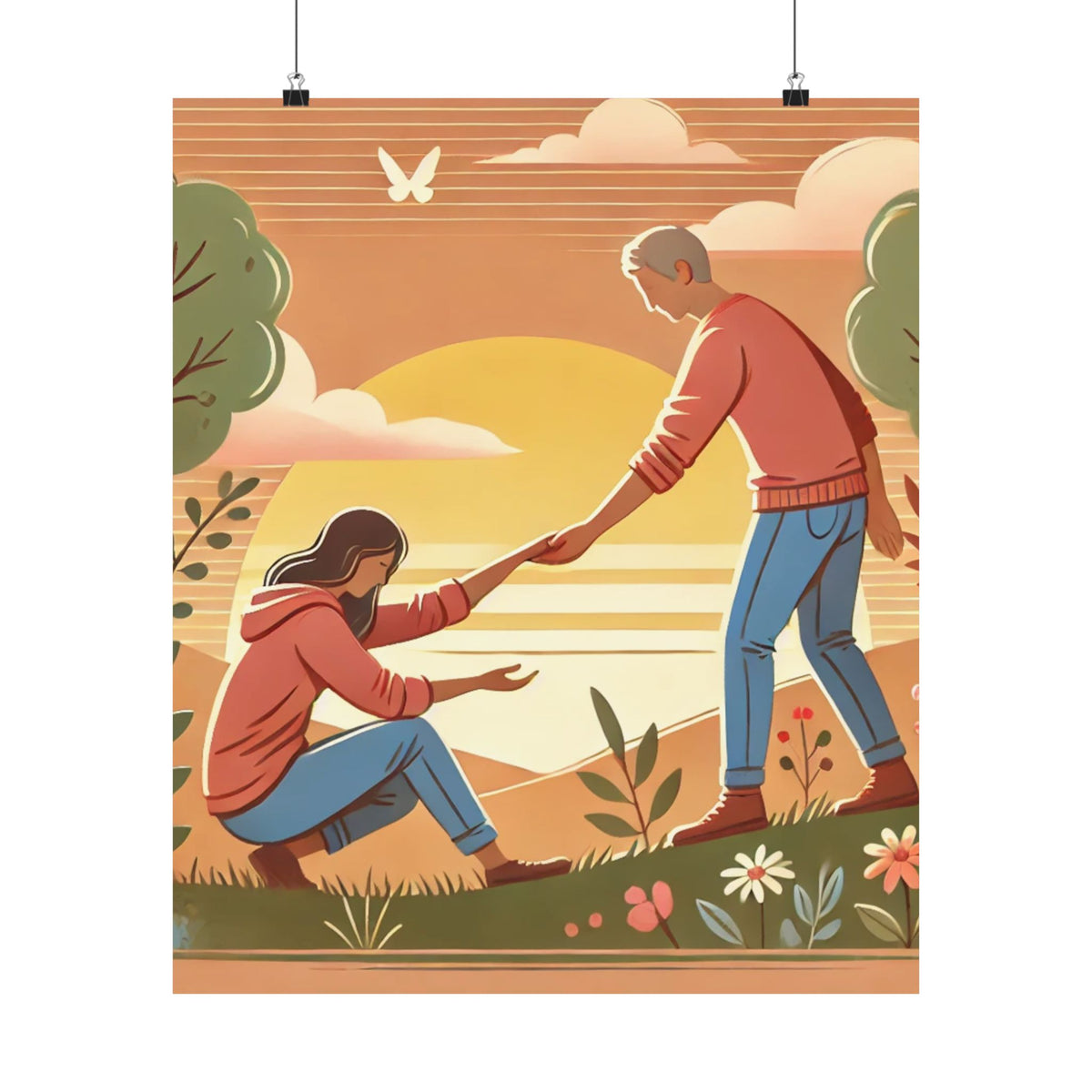 Helping Hands Sunset Garden Wall Art Poster