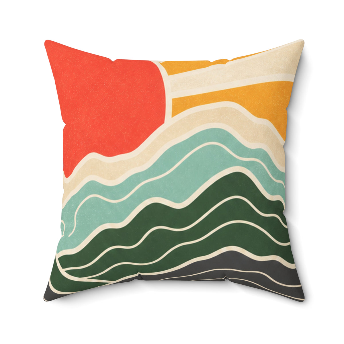 Topographic Sunrise Mid Century Decorative Pillow