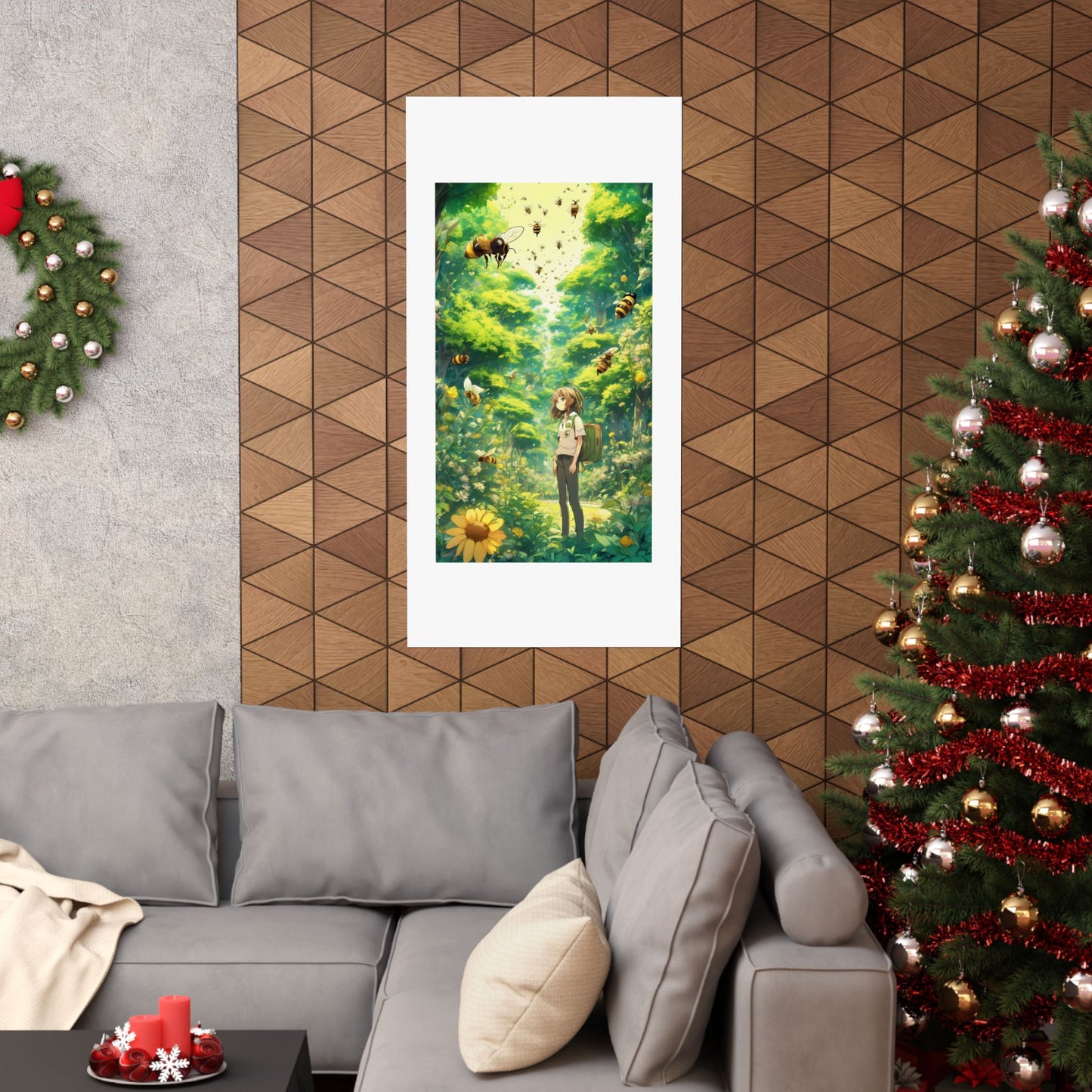 Bee Garden Explorer Anime Nature Art Poster