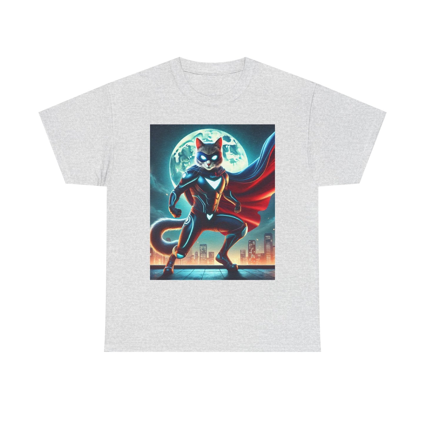 Superhero Cat T-Shirt Funny Graphic Tee with Cool Comic Style Design, Soft Cotton Casual Shirt Cat Lovers, Men, Women & Kids