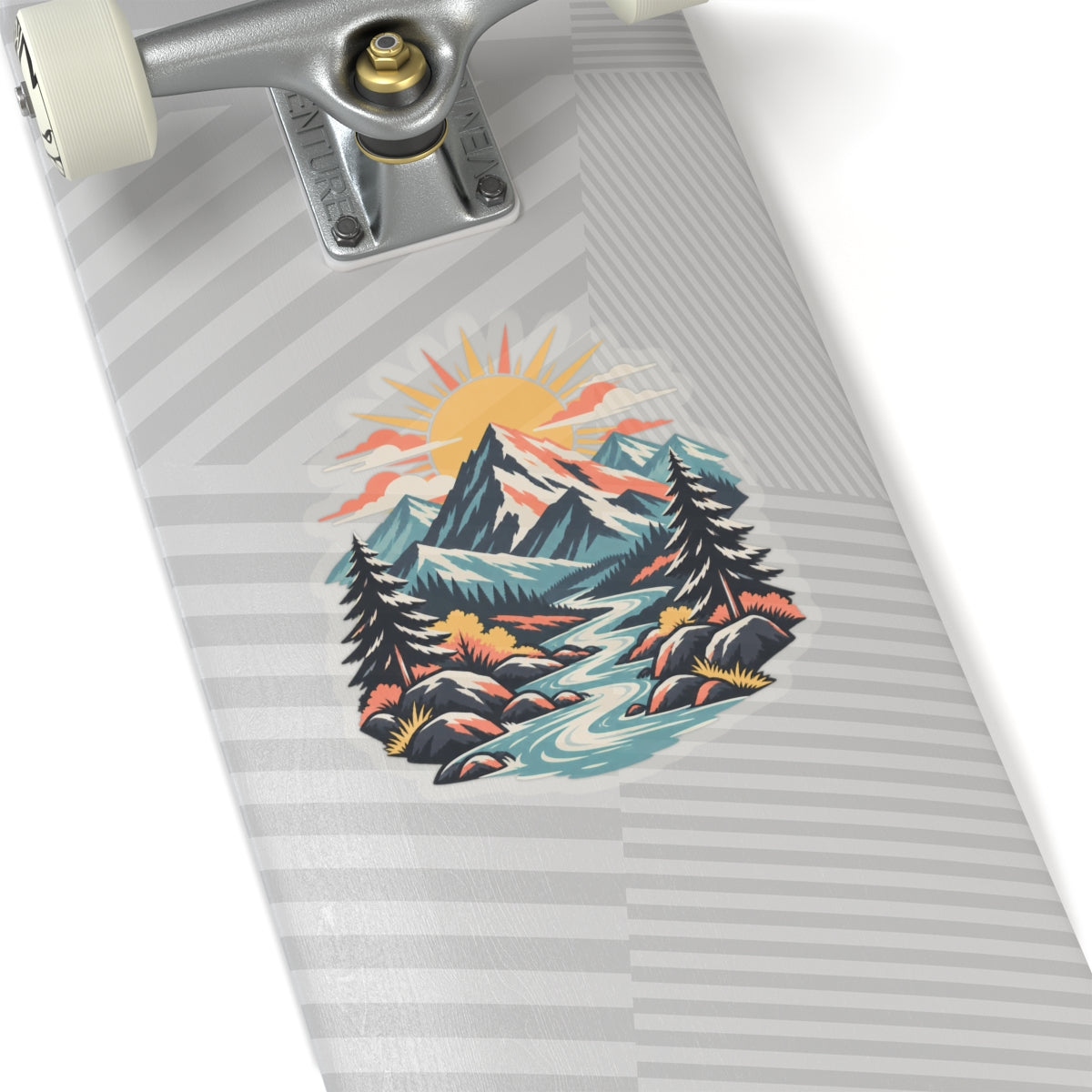 Alpine Sunrise River Mountain Adventure Art Sticker