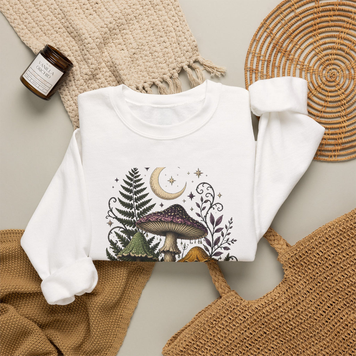 Midnight Mushroom Field Notes Botanical Mushroom Sweatshirt