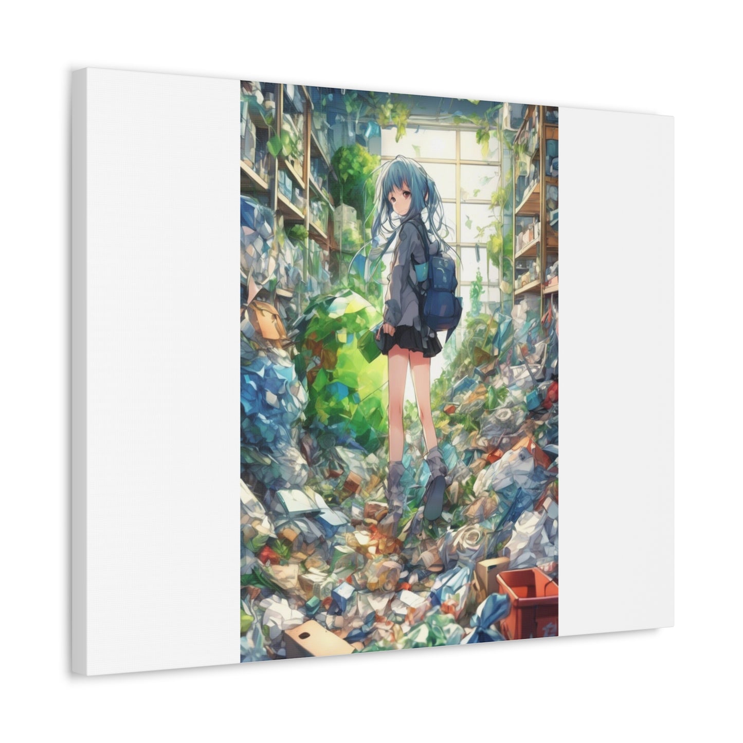 Green Recycling Alley Anime Girl Recycling Alley Canvas