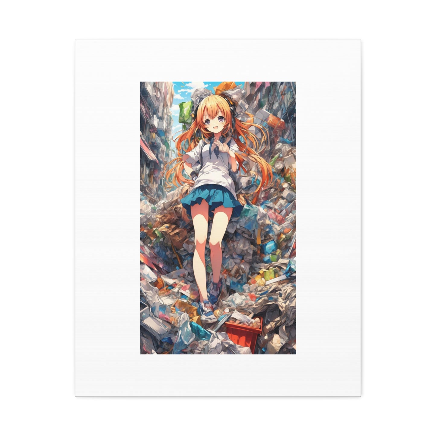 Recycling Rescue Anime Heroine Eco Street Art Canvas